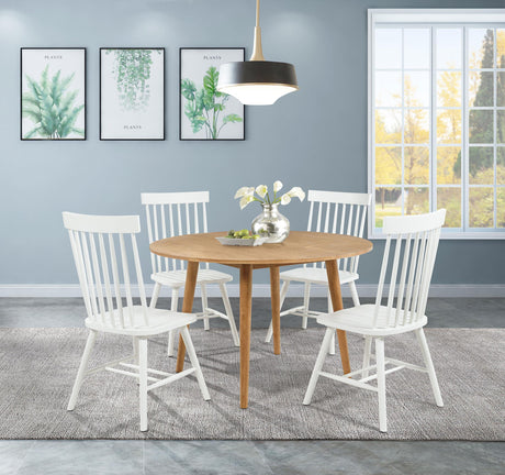 Andrews Light Ash and White 5-Piece Round Dining Room Set from Coaster - Luna Furniture