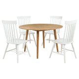 Andrews Light Ash and White 5-Piece Round Dining Room Set from Coaster - Luna Furniture