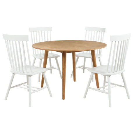 Andrews Light Ash and White 5-Piece Round Dining Room Set from Coaster - Luna Furniture