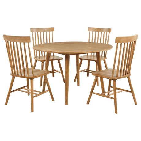 Andrews Light Ash 5-Piece Round Wood Dining Room Set from Coaster - Luna Furniture