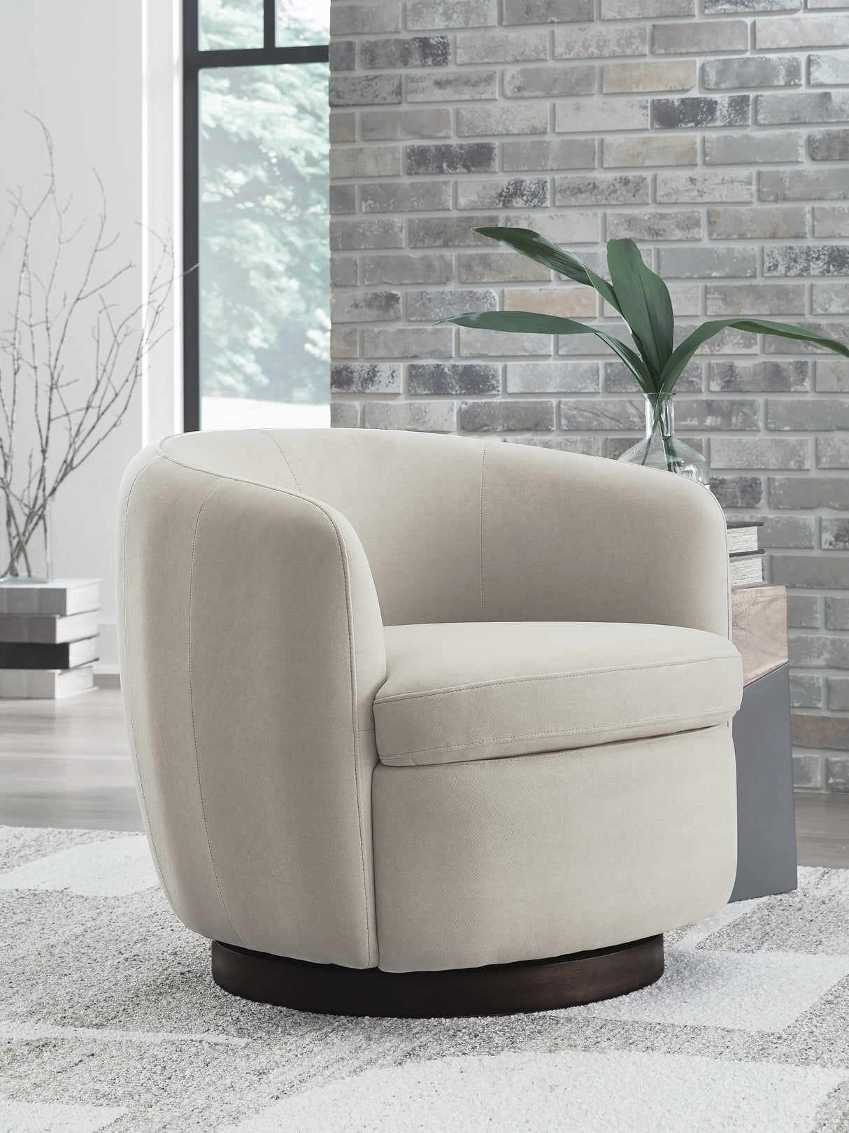 Annbury Light Beige Swivel Accent Chair from Ashley - Luna Furniture