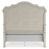 Arlendyne Queen Upholstered Bed with Mirrored Dresser and 2 Nightstands in Antique White from Ashley - Luna Furniture