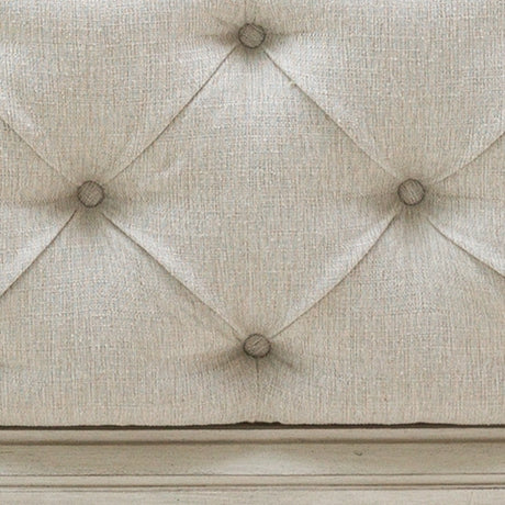 Arlendyne Queen Upholstered Bed with Mirrored Dresser and 2 Nightstands in Antique White from Ashley - Luna Furniture