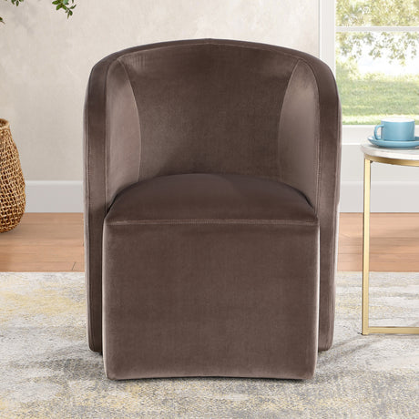 Annie Chocolate Velvet Barrel Chair with Casters, Set of 2 from Steve Silver - Luna Furniture