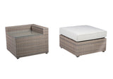 Tamyra Light Brown Resin Wicker Side Table & Ottoman from Steve Silver - Luna Furniture
