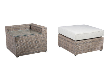 Tamyra Resin Wicker Side Table & Ottoman from Steve Silver - Luna Furniture