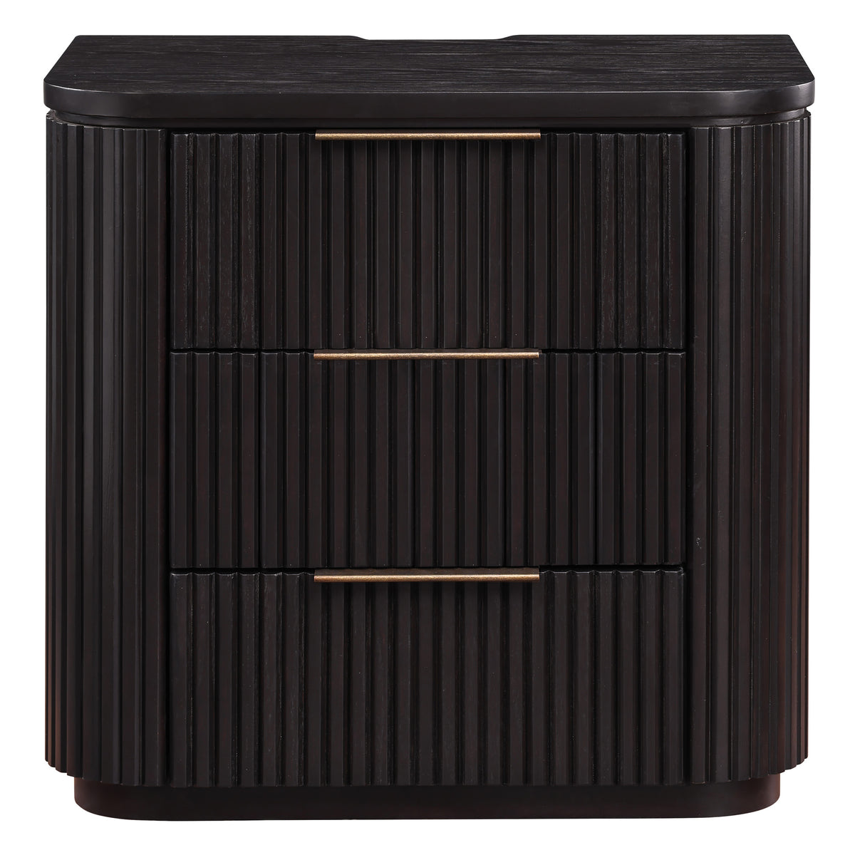 Henry Reeded 3-Drawer Nightstand with USB & Electric Outlets, Espresso Finish from Steve Silver - Luna Furniture