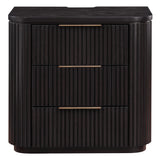Henry Reeded 3-Drawer Nightstand with USB & Electric Outlets, Espresso Finish from Steve Silver - Luna Furniture