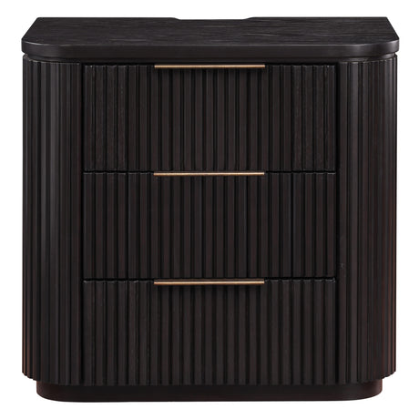 Henry Espresso Reeded 3-Drawer Nightstand with USB & Electric Outlets from Steve Silver - Luna Furniture