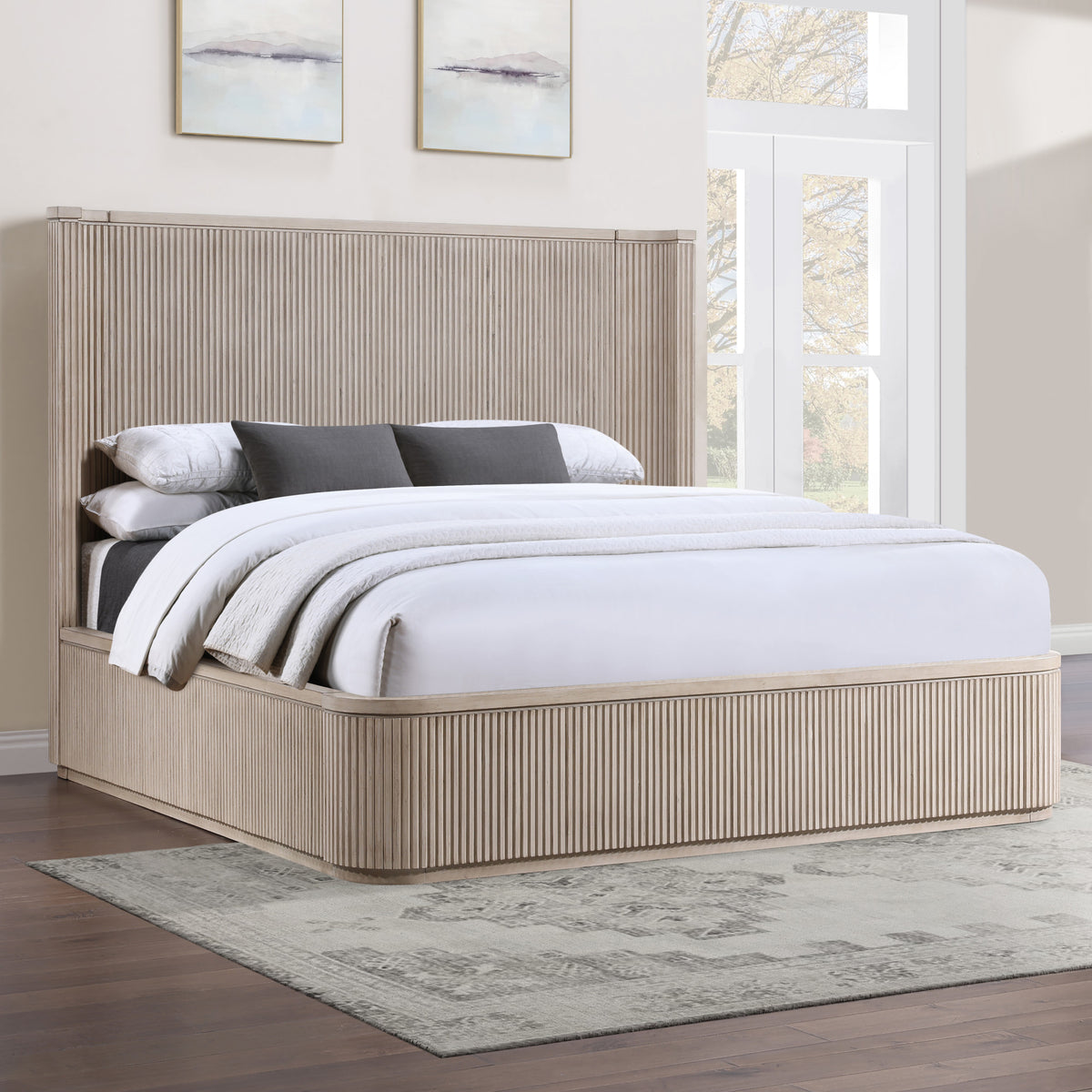 Henry Reeded King Bed, Tan Finish from Steve Silver - Luna Furniture