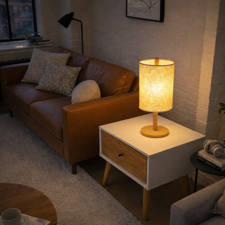 Arcana Table Lamp - Oak - Natural from Ashcroft Furniture - Luna Furniture