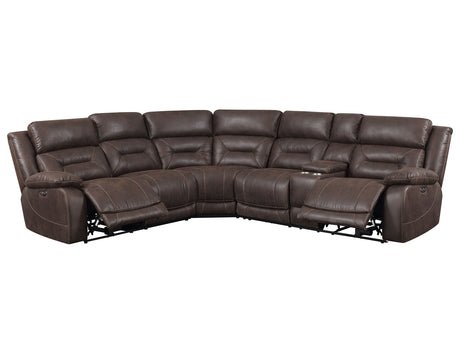 Aria Saddle Brown 3-Piece Dual-Power Reclining Sectional from Steve Silver - Luna Furniture