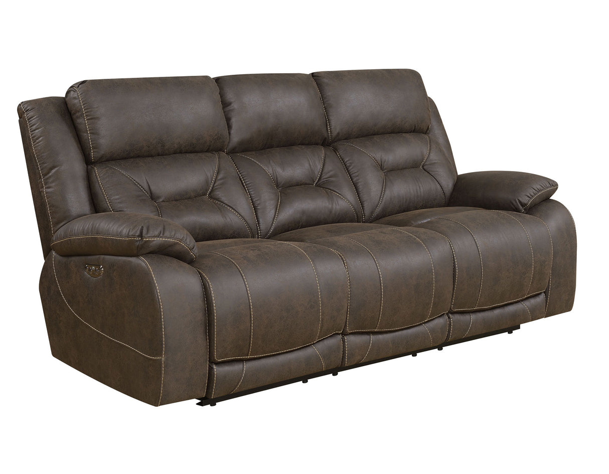 Aria Saddle Brown Dual-Power Reclining Sofa from Steve Silver - Luna Furniture