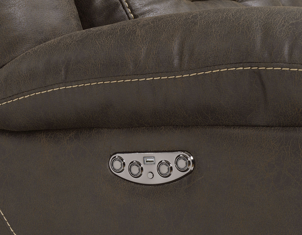 Aria Saddle Brown Dual-Power Reclining Sofa from Steve Silver - Luna Furniture