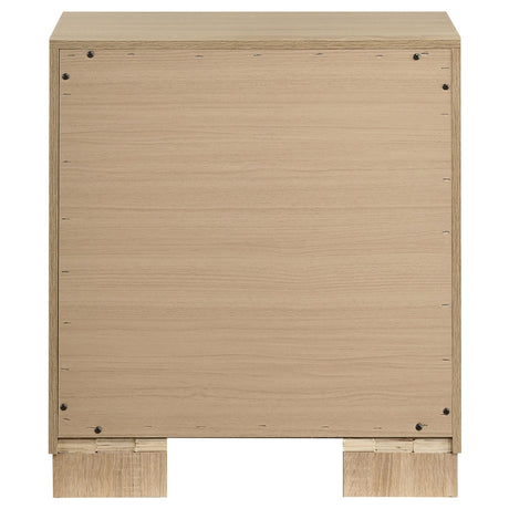 Arielle Light Oak 2-Drawer Bedroom Nightstand with Casters from Coaster - Luna Furniture