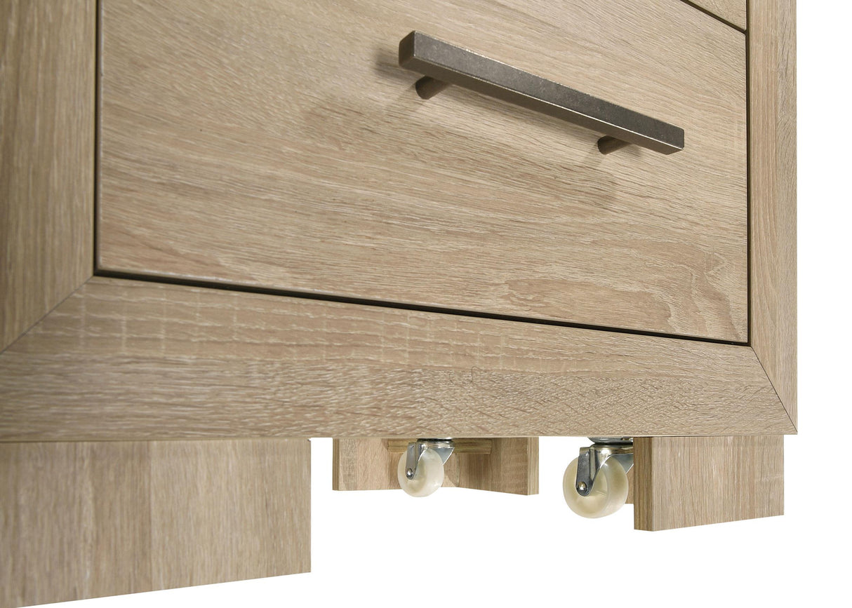 Arielle Light Oak 2-Drawer Bedroom Nightstand with Casters from Coaster - Luna Furniture