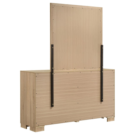 Arielle Light Oak 6-Drawer Bedroom Dresser with Mirror from Coaster - Luna Furniture