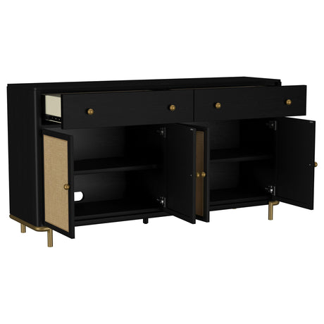 Arini Black 2-Drawer Cane Door Dining Sideboard Server from Coaster - Luna Furniture