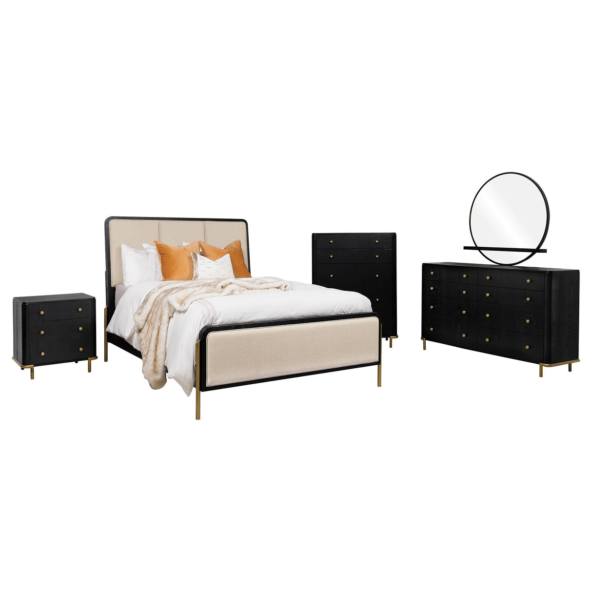 Arini 5-piece California King Bedroom Set Cream and Black from Coaster - Luna Furniture