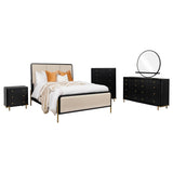 Arini Cream and Black 5-piece Eastern King Bedroom Set from Coaster - Luna Furniture