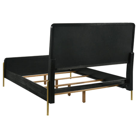 Arini Cream and Black California King Panel Bed from Coaster - Luna Furniture
