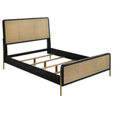 Arini Black and Natural Rattan California King Panel Bed from Coaster - Luna Furniture