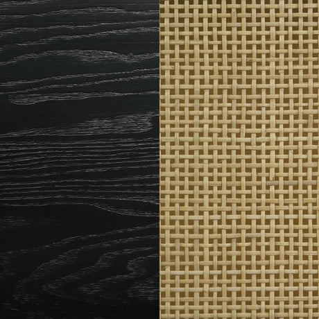 Arini Black and Natural Rattan California King Panel Bed from Coaster - Luna Furniture