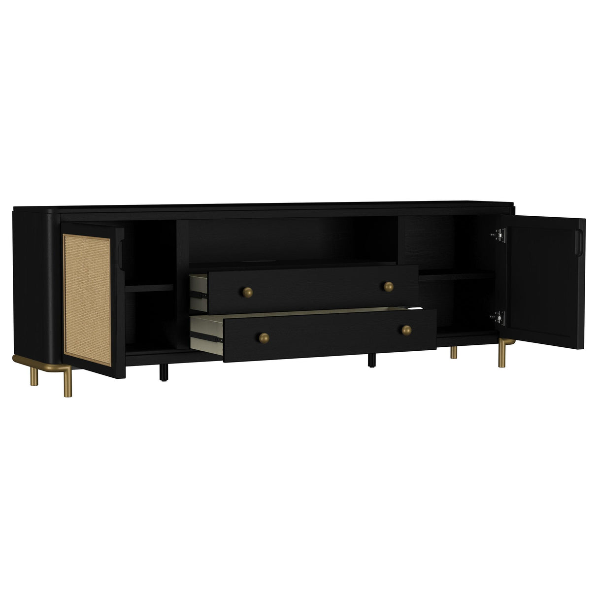 Arini Black Rattan Cane 2-Door TV Stand Media Console from Coaster - Luna Furniture