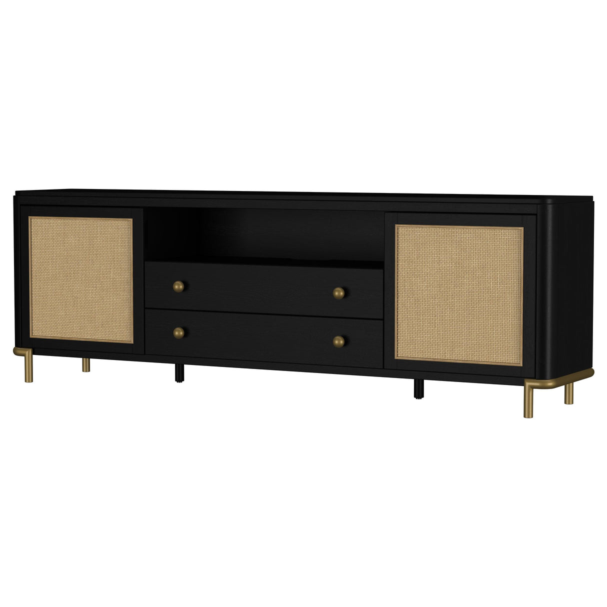 Arini Black Rattan Cane 2-Door TV Stand Media Console from Coaster - Luna Furniture