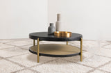 Arini Black Round Coffee Table With Storage Shelf from Coaster - Luna Furniture