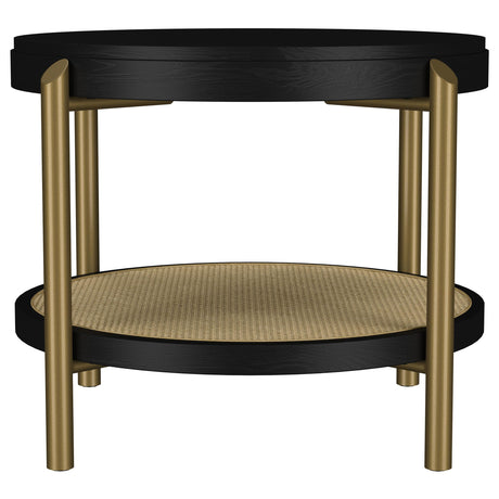Arini Black Round End Side Table With Storage Shelf from Coaster - Luna Furniture