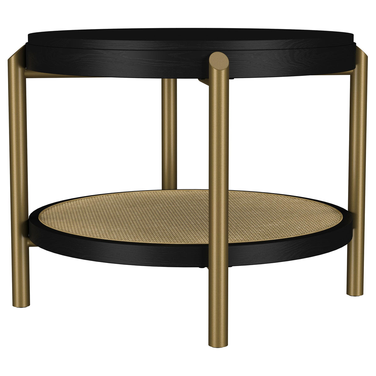 Arini Black Round End Side Table With Storage Shelf from Coaster - Luna Furniture