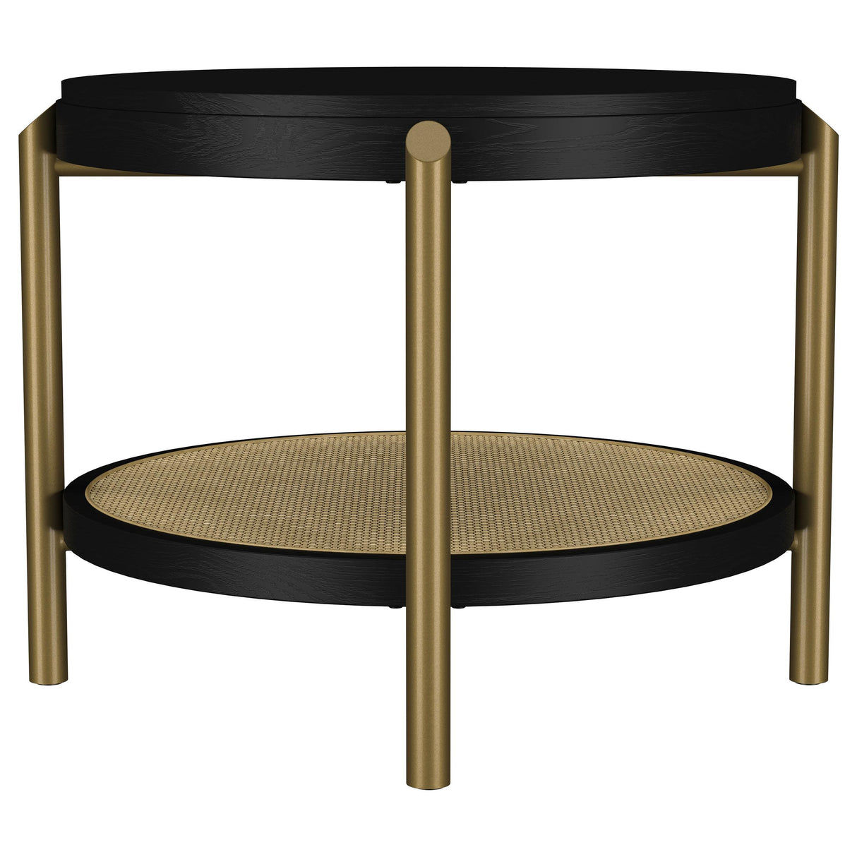 Arini Black Round End Side Table With Storage Shelf from Coaster - Luna Furniture