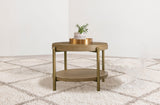 Arini Sand Wash Round End Side Table With Storage Shelf from Coaster - Luna Furniture