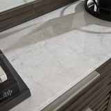 Arkenton California King Panel Bed with Mirrored Dresser and Chest in Grayish Brown from Ashley - Luna Furniture