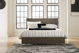 Arkenton King Panel Bed with Mirrored Dresser in Grayish Brown from Ashley - Luna Furniture