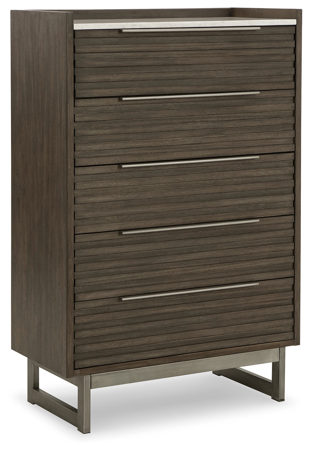Arkenton Queen Panel Bed with Mirrored Dresser, Chest and 2 Nightstands in Grayish Brown from Ashley - Luna Furniture