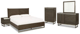 Arkenton Queen Panel Bed with Mirrored Dresser, Chest and Nightstand in Grayish Brown from Ashley - Luna Furniture