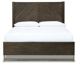 Arkenton Queen Panel Bed with Mirrored Dresser in Grayish Brown from Ashley - Luna Furniture