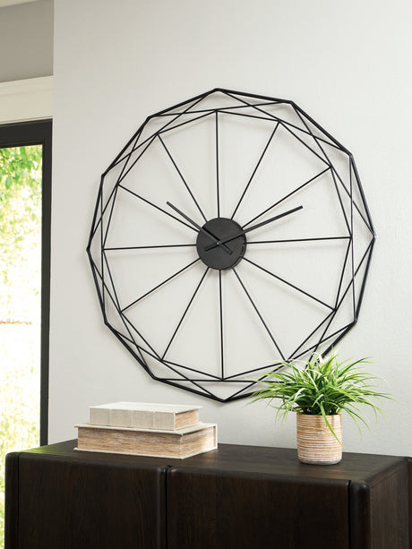 Arkthorne Black Wall Clock from Ashley - Luna Furniture