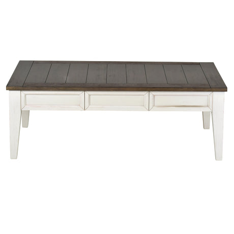 Cayla Cocktail Table, Dark Oak/White from Steve Silver - Luna Furniture