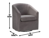 Arlo Fog Velvet Upholstered Swivel Barrel Chair from Steve Silver - Luna Furniture