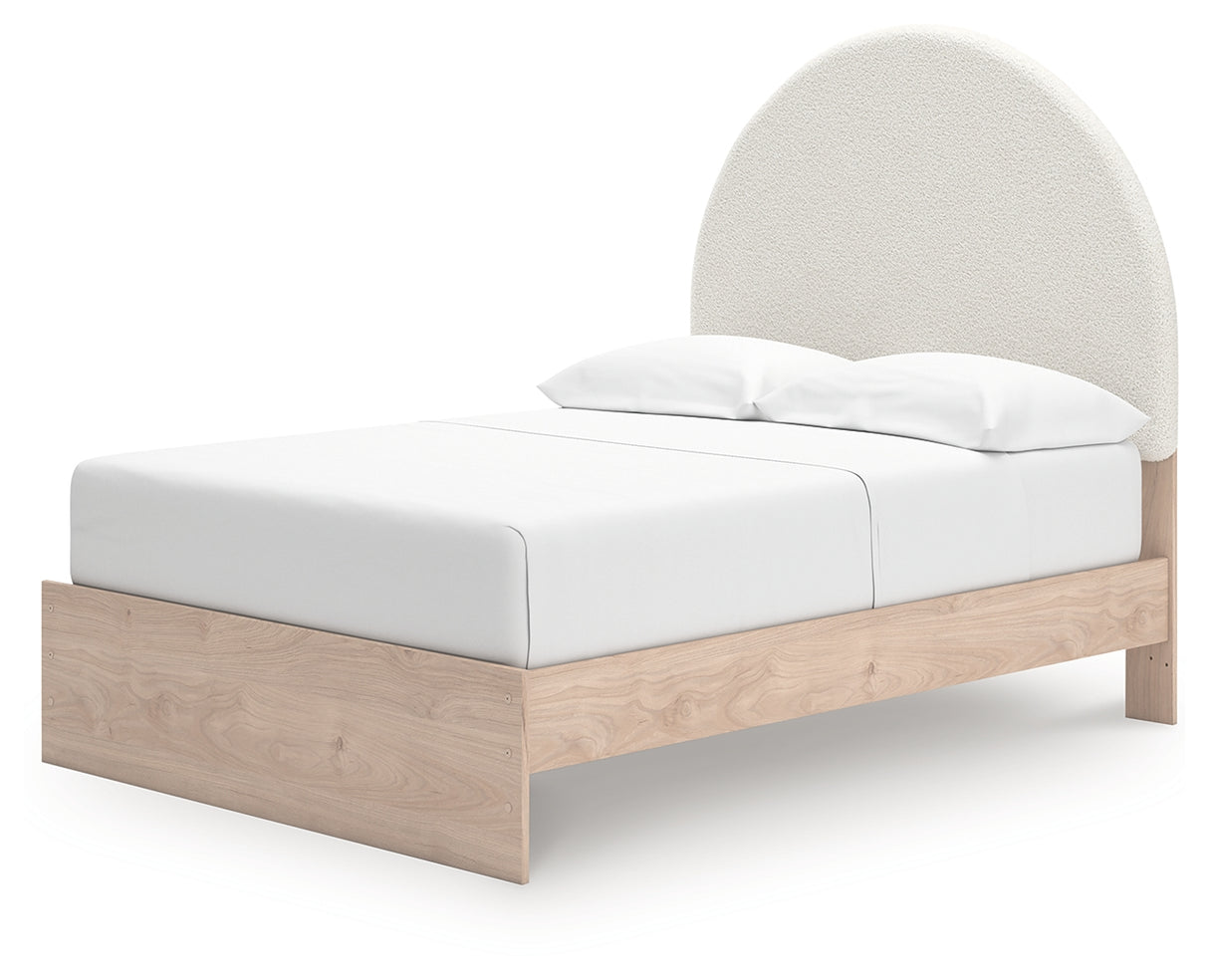 Arloster Tan/White Full Upholstered Platform Bed from Ashley - Luna Furniture