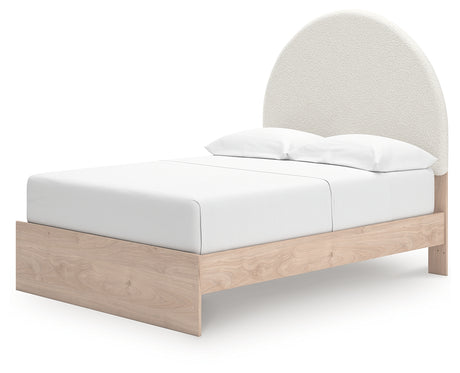 Arloster Tan/White Full Upholstered Platform Bed from Ashley - Luna Furniture
