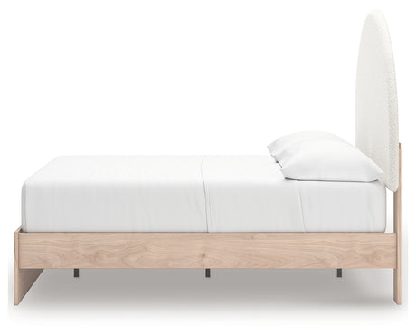 Arloster Tan/White Full Upholstered Platform Bed from Ashley - Luna Furniture