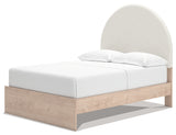 Arloster Tan/White Full Upholstered Platform Bed with Storage from Ashley - Luna Furniture