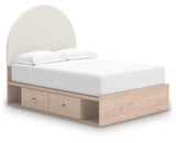 Arloster Tan/White Full Upholstered Platform Bed with Storage from Ashley - Luna Furniture