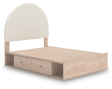 Arloster Tan/White Full Upholstered Platform Bed with Storage from Ashley - Luna Furniture