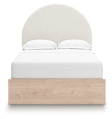 Arloster Tan/White Full Upholstered Platform Bed with Storage from Ashley - Luna Furniture
