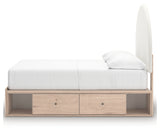 Arloster Tan/White Full Upholstered Platform Bed with Storage from Ashley - Luna Furniture